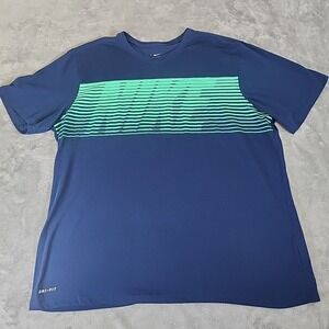 Nike Shirt Mens XXL Blue /Green ‎ Dri-Fit Athletic Streetwear Casual Sportswear